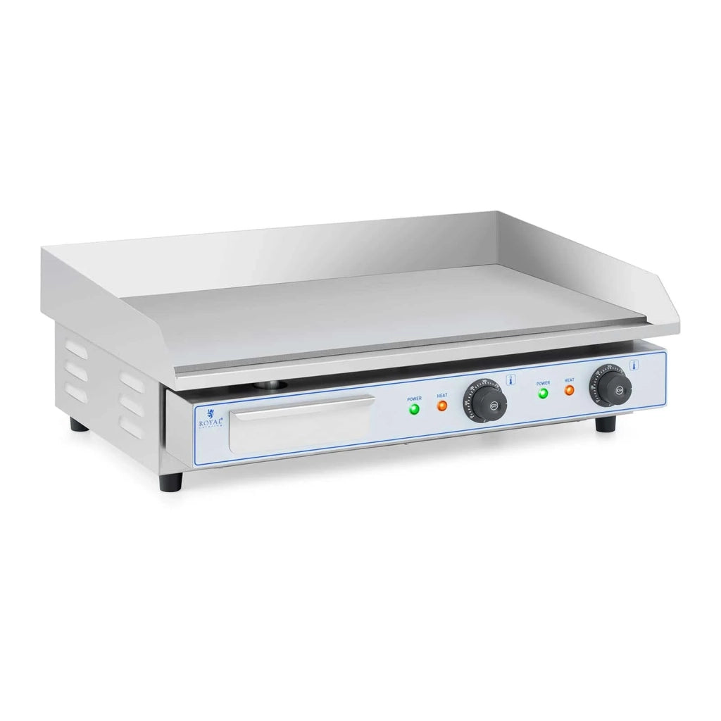 Piastra elettrica professionale in acciaio inox per ristorante doppio piano 2 fuochi 73 x 40 cm (2 x 2 200 watt 730 x 400 mm liscia) 14_0004069