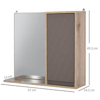 Specchiera da Bagno 1 Anta in MDF 57x14,2x49,2 cm  Grigio e Rovere