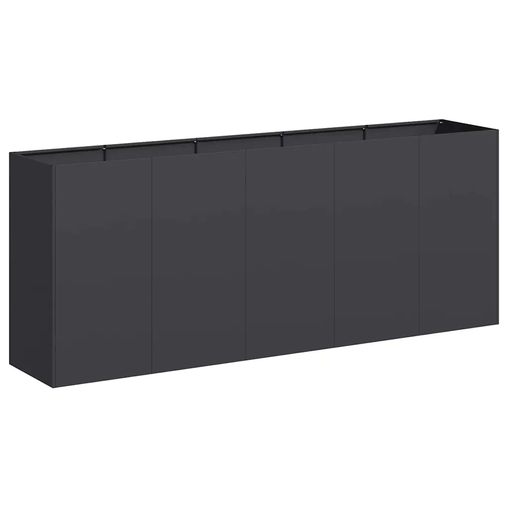 Fioriera-Vaso da Esterno-Contenitore per Piante Nera 200x40x80 cm in Acciaio Laminato a Freddo