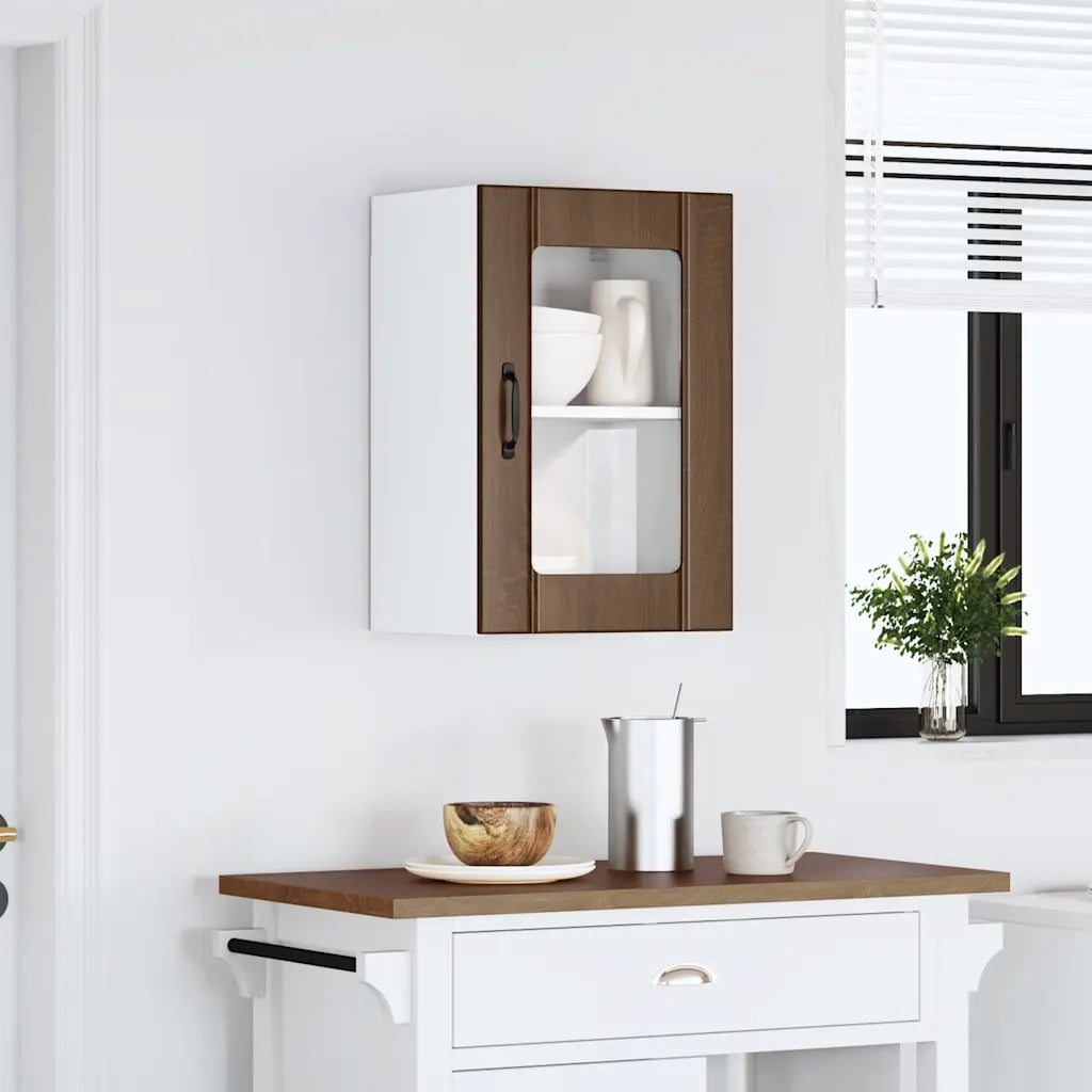 Pensile da Cucina con Porta in Vetro Lucca Rovere Marrone 853774