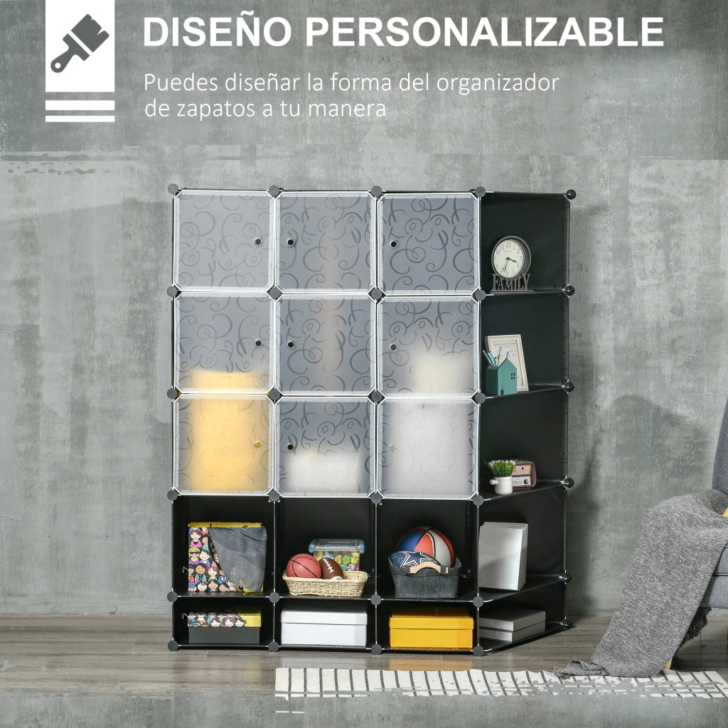 Armadio Portatile con Compartimenti e Appendiabiti ¨C zephmum ¨C Nero e Bianco 60x40x160