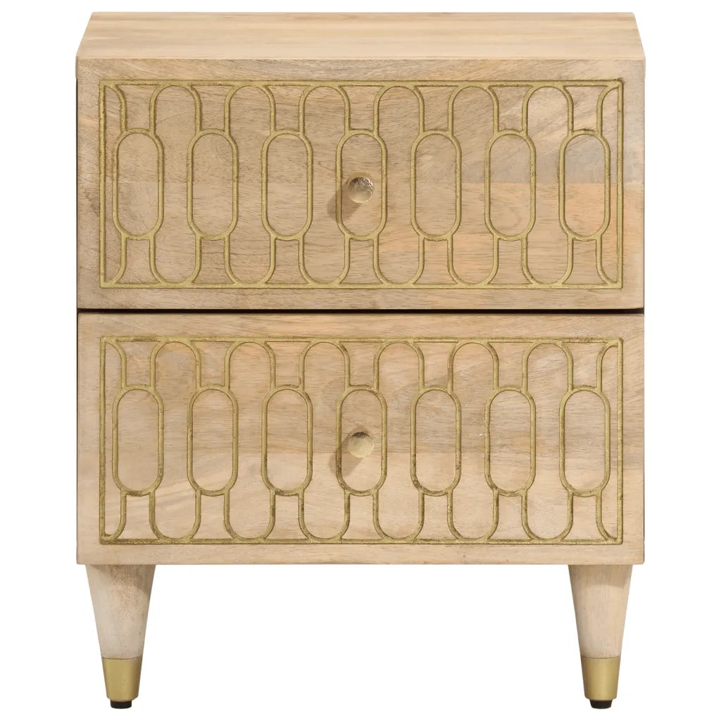 Set di 2 Comodini | Armadio da Notte | Mobiletto da notte 40x33x46 cm in Legno Massello di Mango