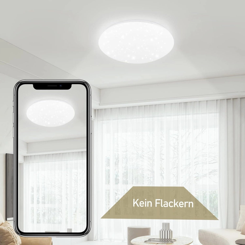 ZMH Lampada da soffitto plafoniera LED cielo stellato 30 cm rotonda 18W per camera letto cucina bagno