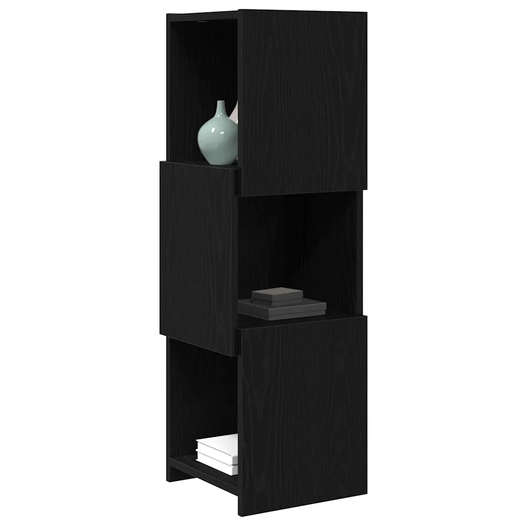 Mobile angolare 30,5x30x95cm Legno ingegnerizzato Rovere Nero 889830