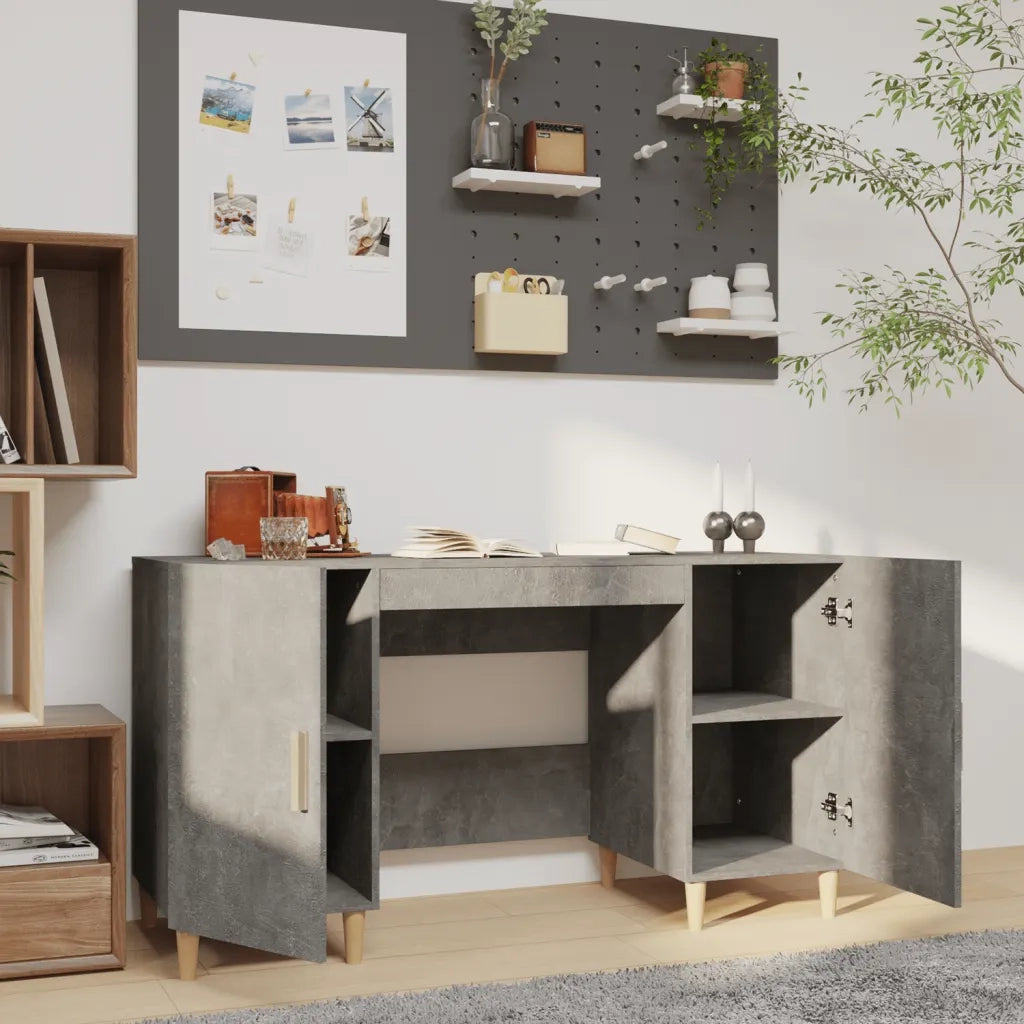 Scrivania Grigio Cemento 140x50x75 cm in Legno Multistrato cod mxl 65842