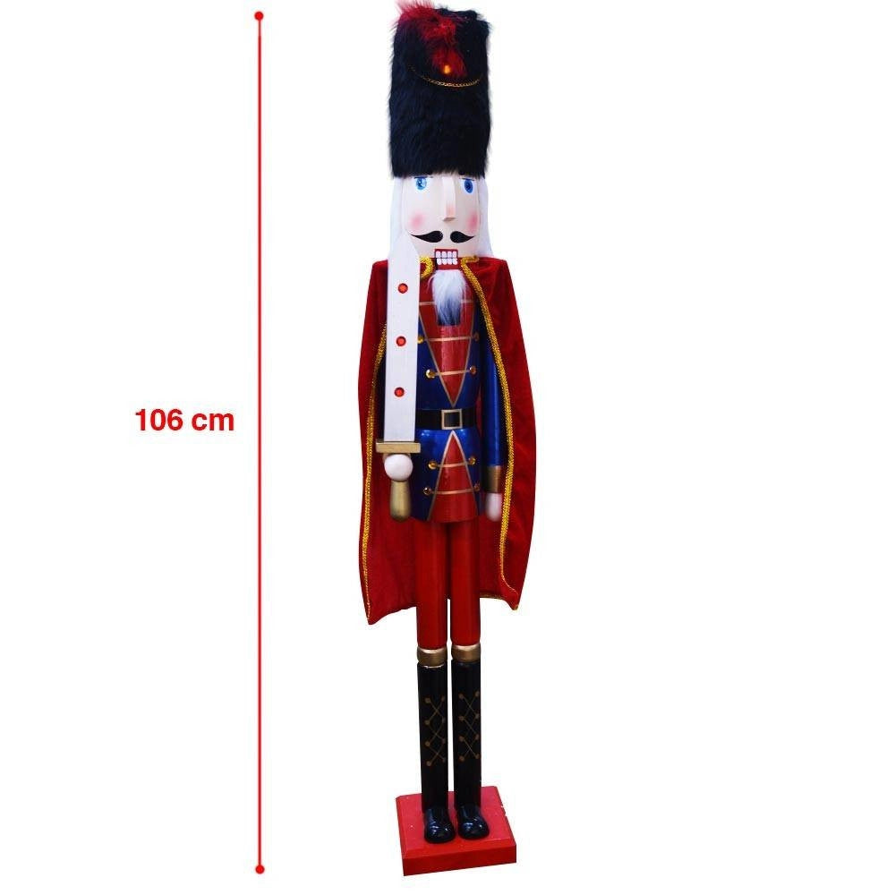 Trade Shop - Soldato Schiaccianoci Di Natale In Legno Altezza 106 Cm Decorazioni Natalizie -