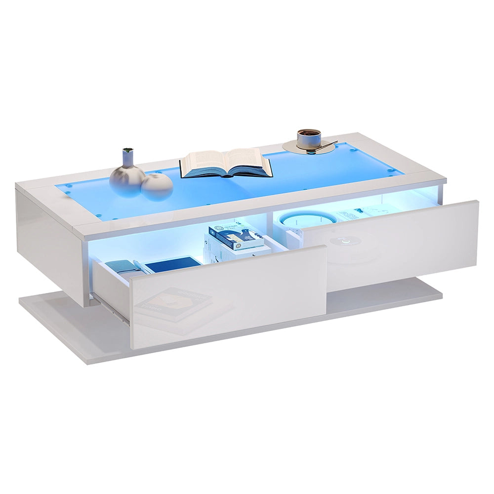 Tavolino design - Xylo - 100x50cm vetro LED bianco