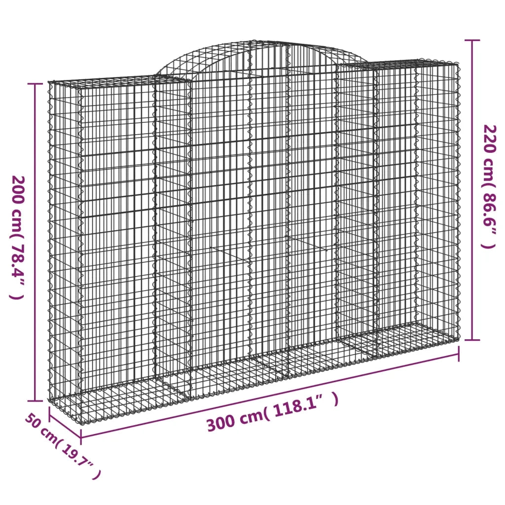 Cesti Gabbioni ad Arco 4 pz 300x50x200/220 cm Ferro Zincato 3146793