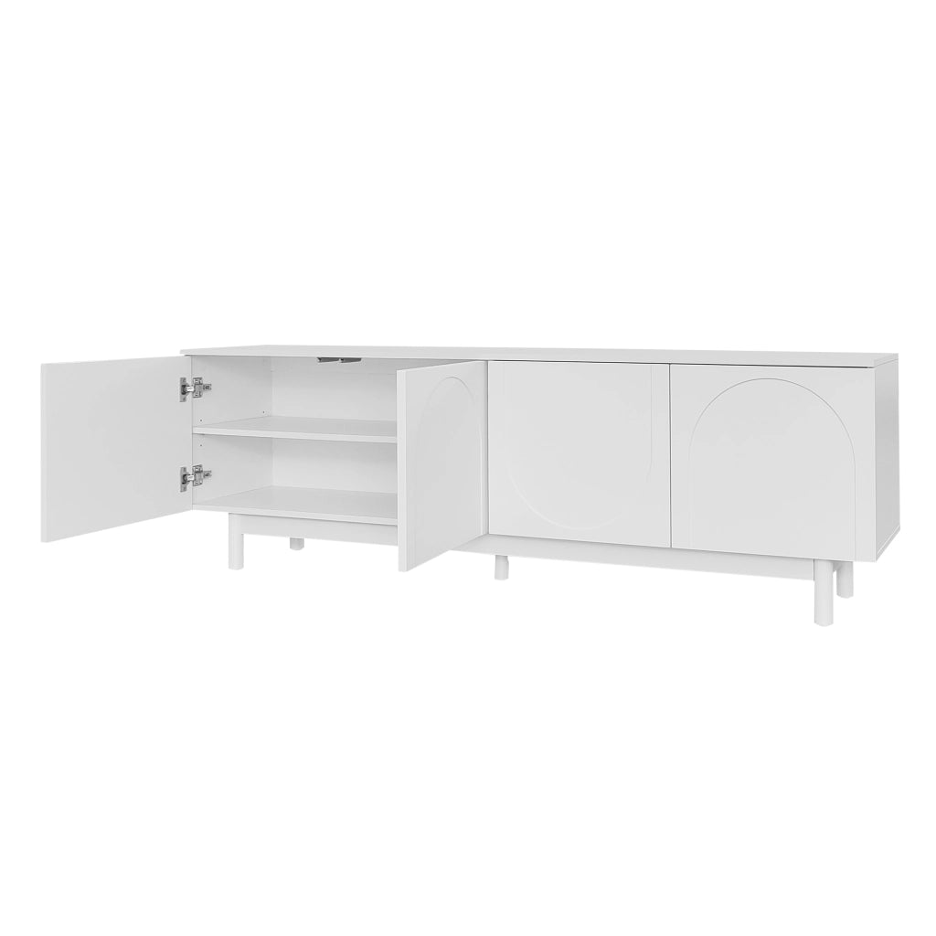 Mobile TV 4 Ante con Ripiani Regolabili per Soggiorno, Bianco, 175 × 38 × 56 cm