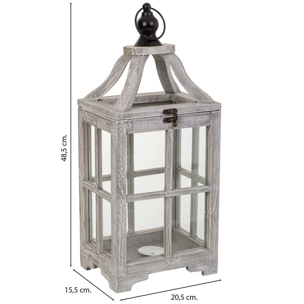 Lanterna in legno bianco 20,5x15,5x48,5h cm