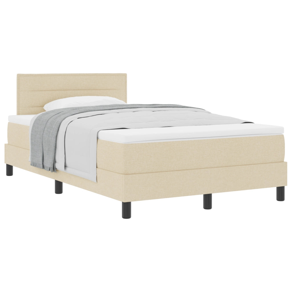 Letto con rete a molla e materasso crema 120x200 cm tessuto