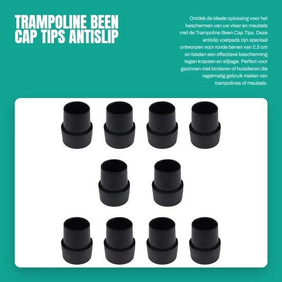 Accessorio Antiscivolo per Trampolino - 10 Pezzi - Protezione per le Gambe in Gomma - Pieghevoli - Adatto per Gambe di 2,5 cm di Diametro - Accessorio Duraturo