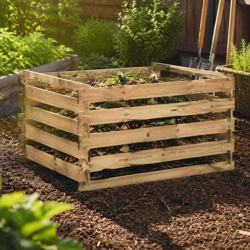 Slatted Compost Bin 120x120x70 Cm, Pine Wood, Impregnated