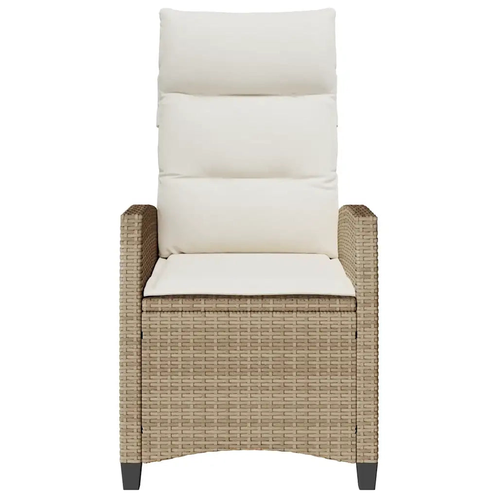 Sedia Reclinabile da Giardino | Sedie da Esterno con Tavolino Beige Polyrattan