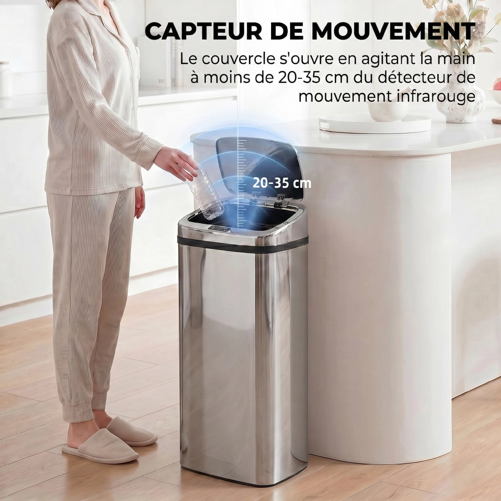 Bidone a Sensore di Movimento Apertura Automatica ¨C zephmum ¨C Acciaio Inox 50 L