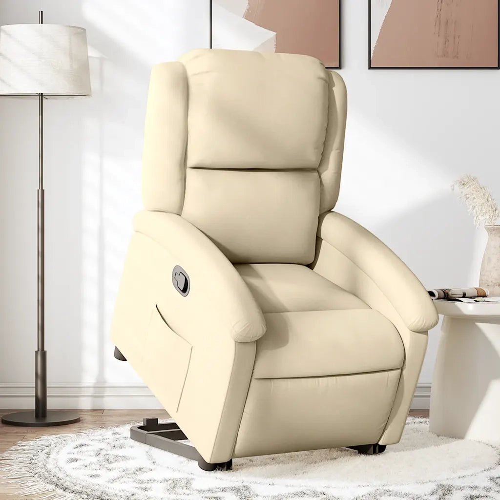 Poltrona | Sedia Relax Alzapersona Reclinabile Crema in Tessuto
