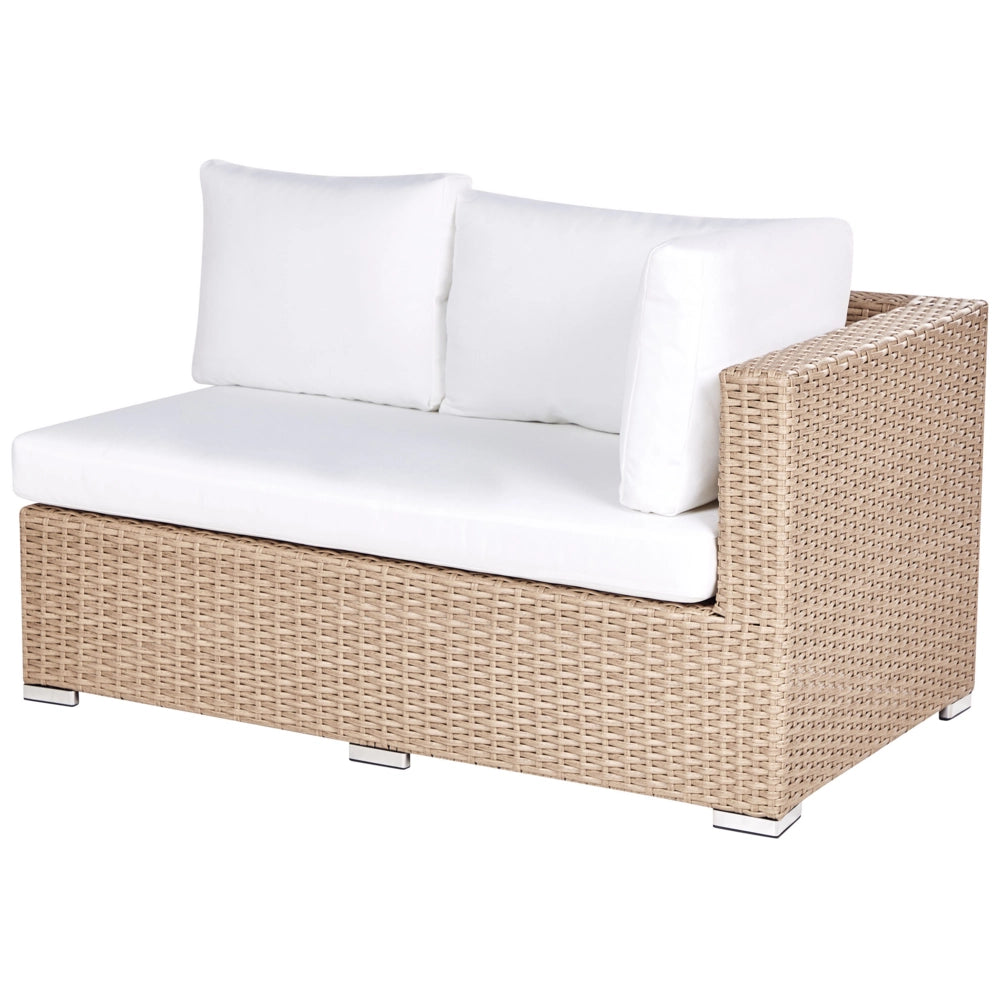 Set da giardino 8 posti in rattan color sabbia lato destro con cuscini beige Divano ad angolo Poltrona Tavolino da caffè