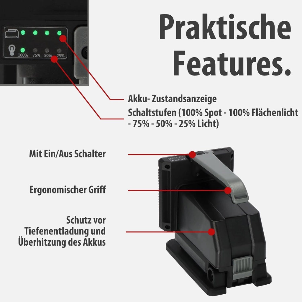 Brennenstuhl NUEVO 2024 - Foco de trabajo LED a batería Multi Battery System HL 3000 IP54