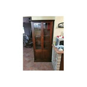 Vetrina colore noce con 2 ante 2 ante con vetro in stile classico in legno e mdf con rifinitura in noce lucido 90x41x186 H