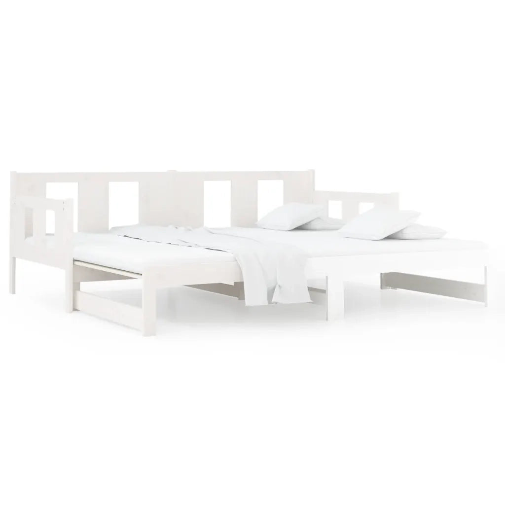 Dormeuse Estraibile Bianca Legno Massello di Pino 2x(90x190) cm 820293