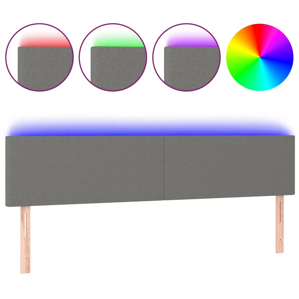 Testiera a LED-Testata con LED Grigio Scuro 200x5x78/88 cm in Tessuto 932460