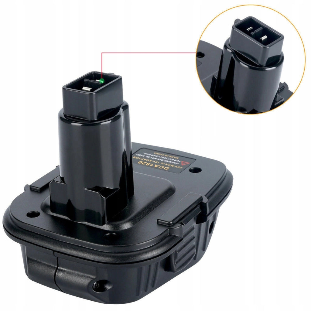 Adattatore per Batteria Dewalt DCA1820 – Compatibile con Utensili 18V NiCad/NiMh e Batterie 20V Li-Ion