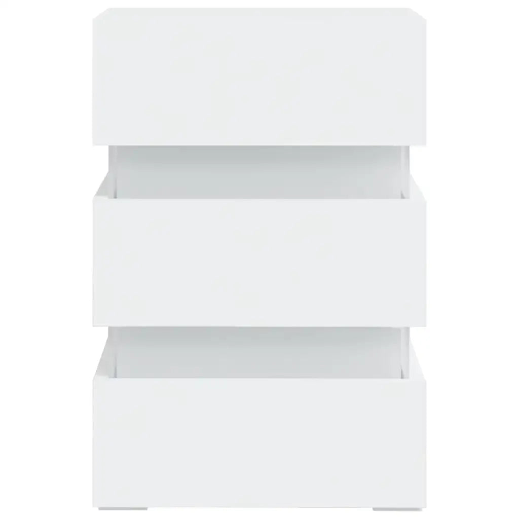Comodino con Luci LED-Tavolino da notte Bianco 45x35x67 cm in Legno Multistrato