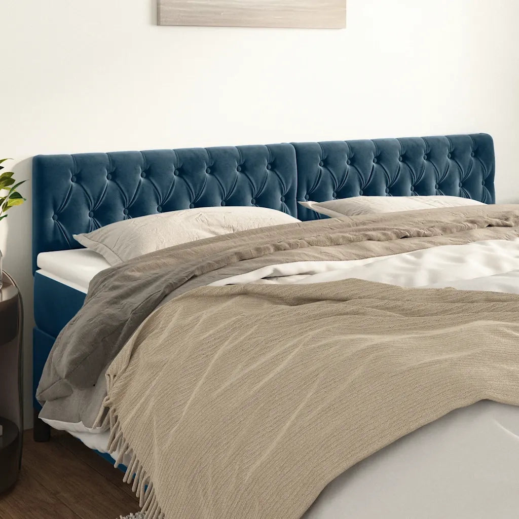 Testiera 2 pz-Set di 2 Testata-Testiera Decorativa Blu Scuro 90x7x78/88 cm in Velluto