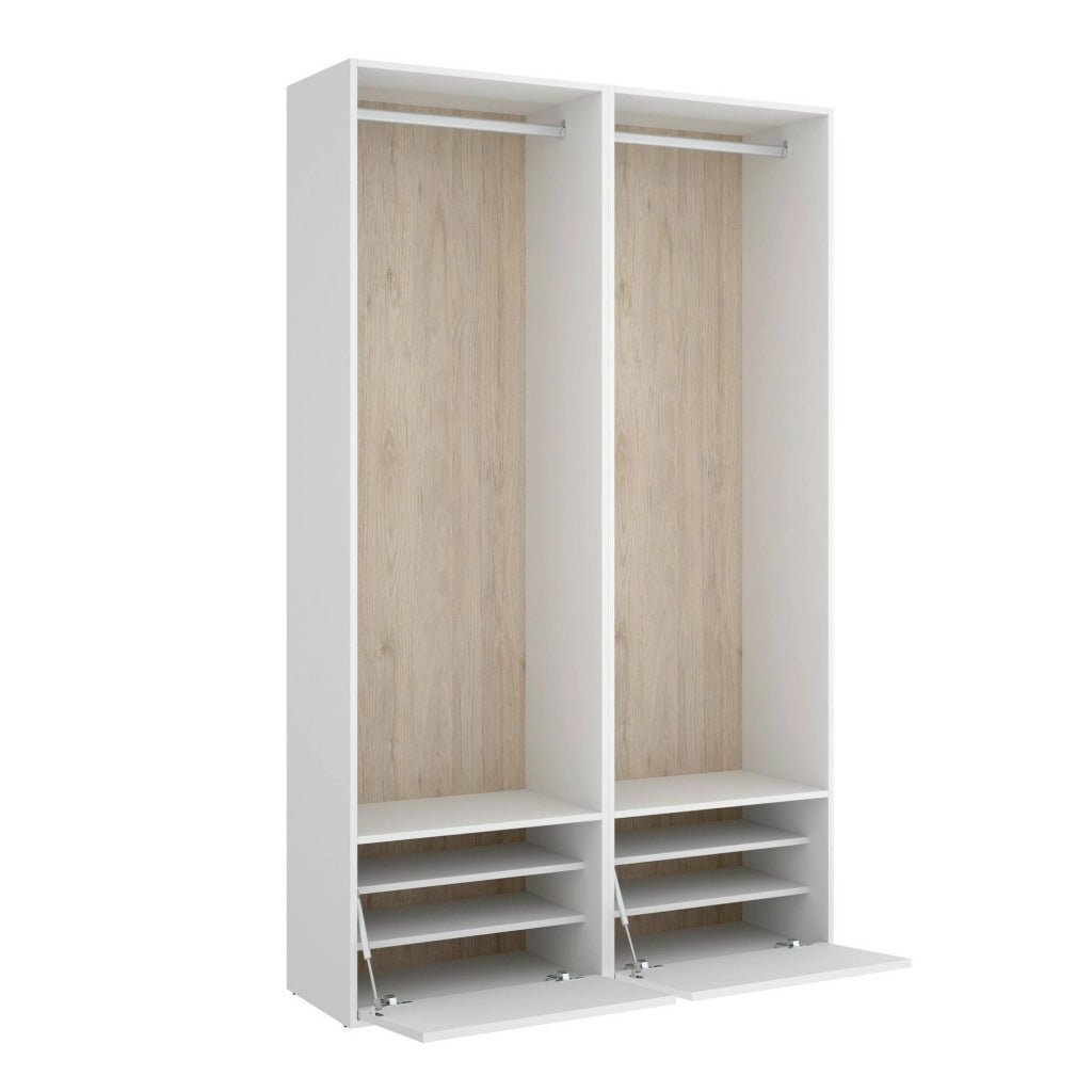 Guardaroba grande Pewa, Mobile camera da letto, Cabina armadio portabiti, Armadio appendiabiti, 120x45 h205 cm, Bianco e Rovere