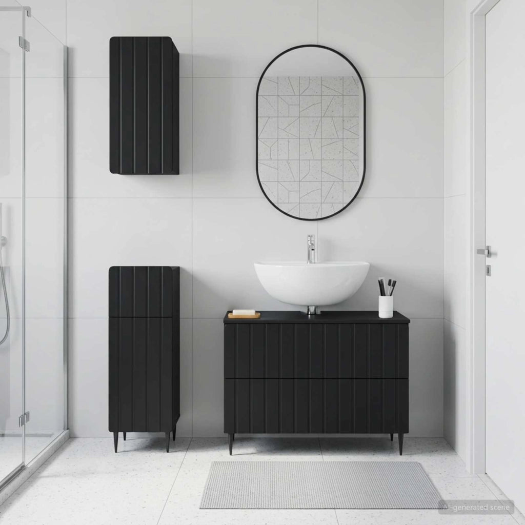 Set di armadietti da bagno in 3 pezzi ZWOLLE Nero 3417757