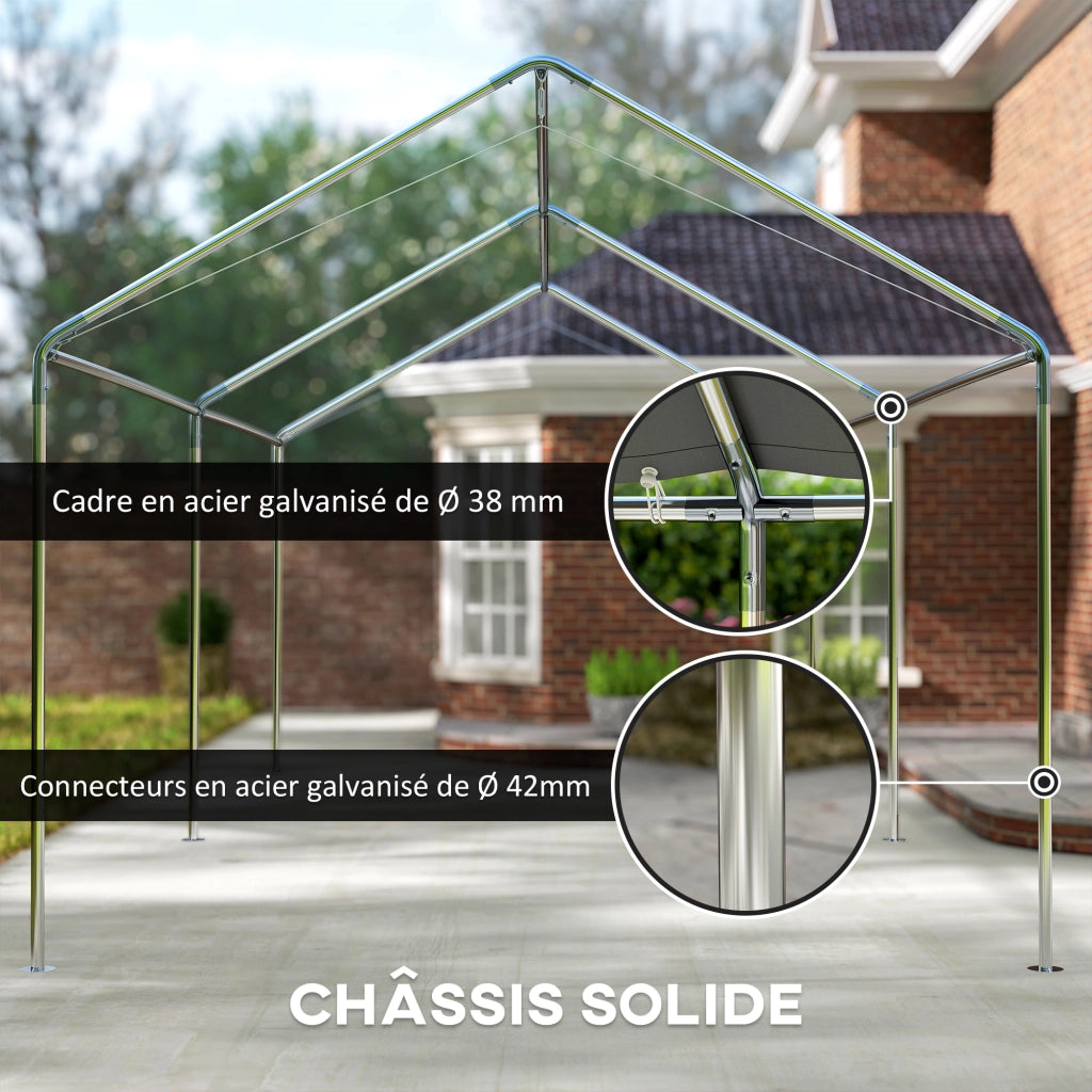 Carport per auto 6x3m ¨C zephmum ¨C acciaio galvanizzato grigio
