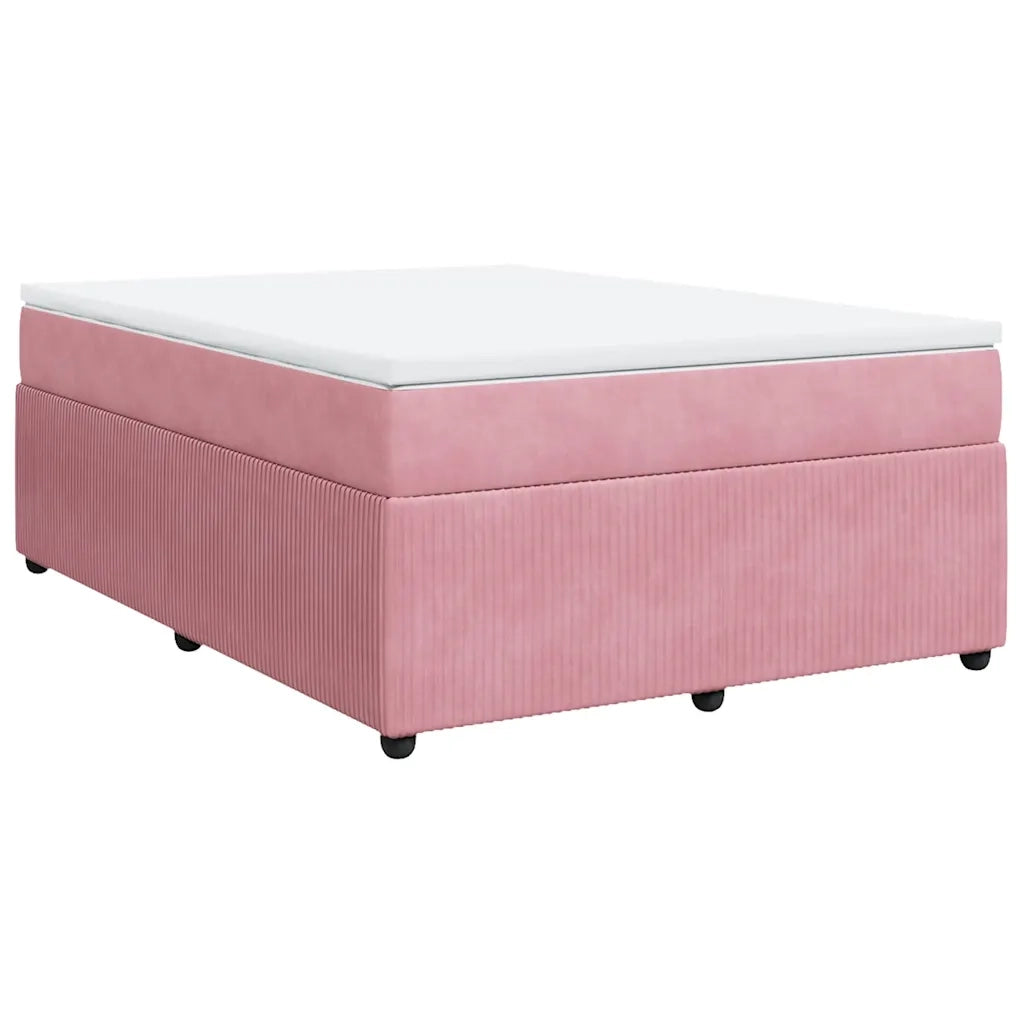 Giroletto a Molle con Materasso Rosa 140x200 cm in Velluto