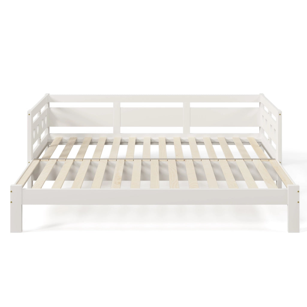 Letto a scomparsa - Zephmum - 90x190cm - Bianco - Pino massiccio, 2 posti letto, rete a doghe a forma di cuore