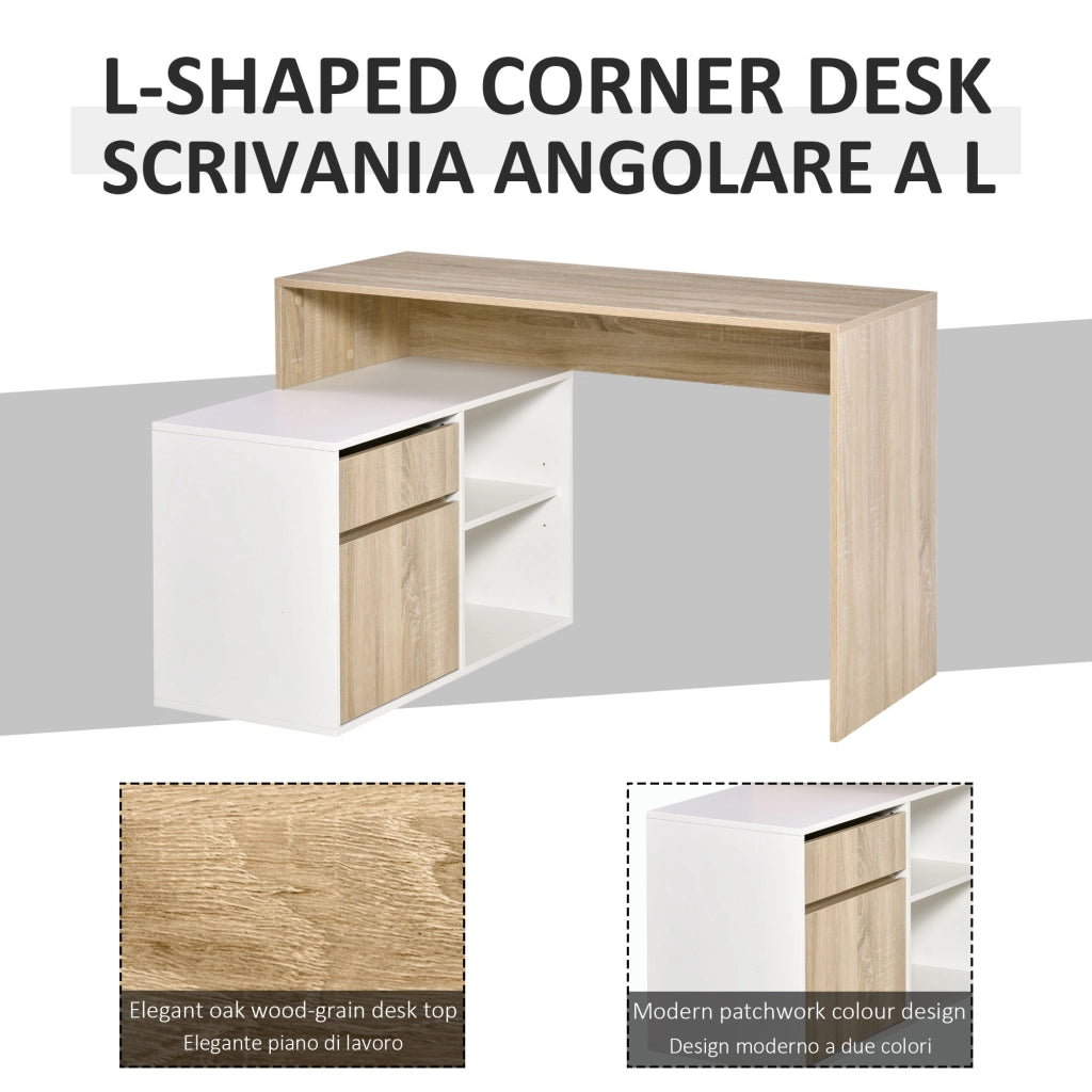 Scrivania Angolare per Computer ¨C Zephmum ¨C Legno Rovere Bianco 90x50x