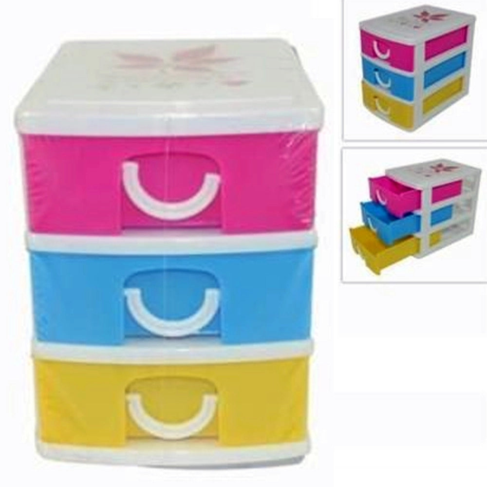 Trade Shop - Cassettiera Piccola 3 Cassetti 11,5x13x9cm Colorata Multiuso Minuteria -