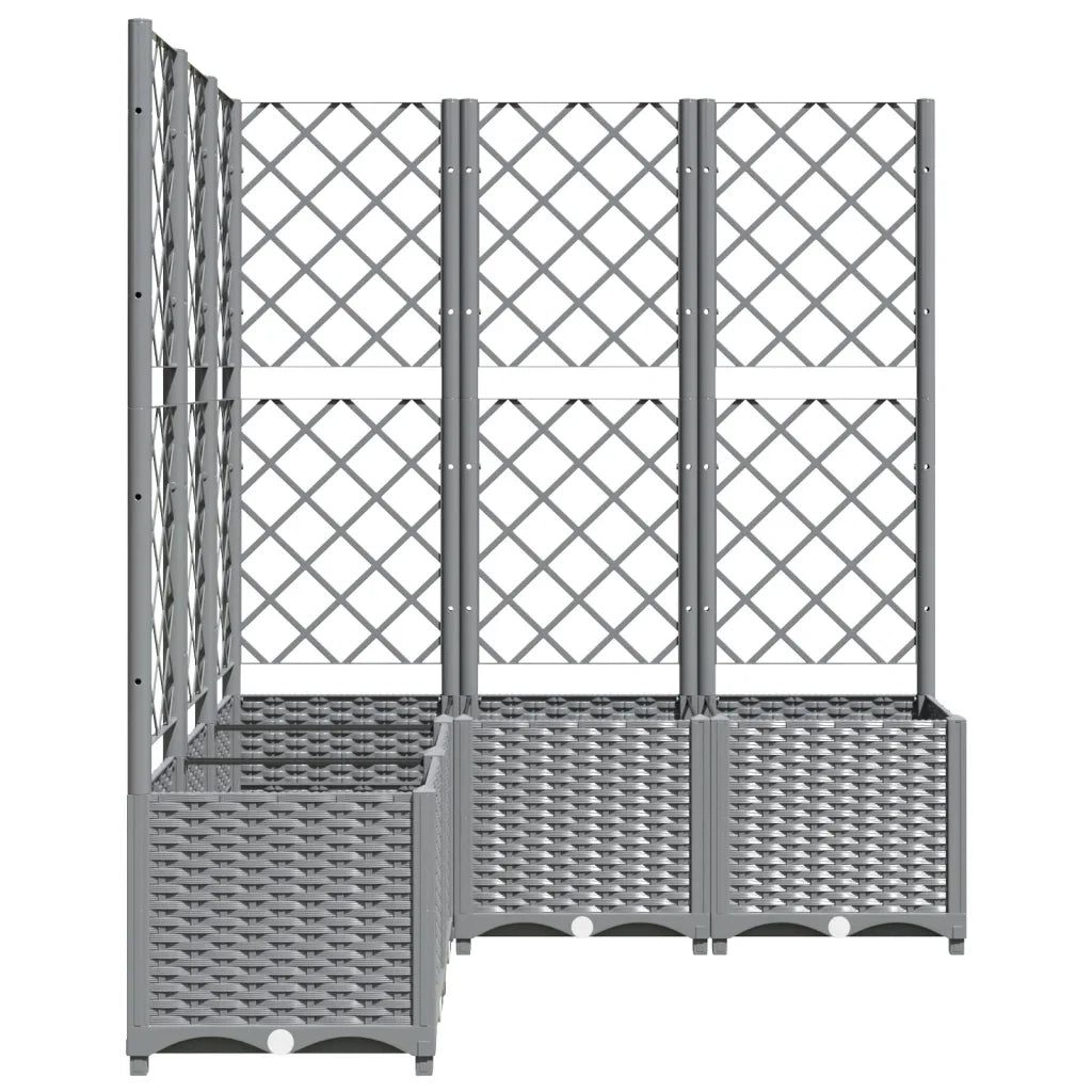 Fioriera | Cassetta per fiori | Vaso Giardino con Graticcio Grigio Chiaro 120x120x136cm PP