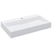 Lavandino-Lavello 80x46x11 cm Blocco in Marmo/Minerale Bianco