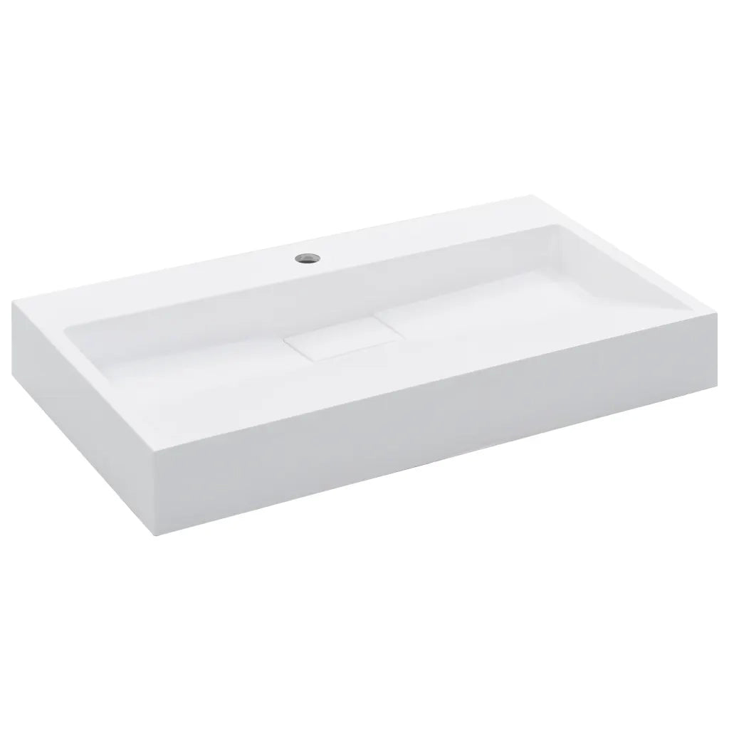 Lavandino-Lavello 80x46x11 cm Blocco in Marmo/Minerale Bianco