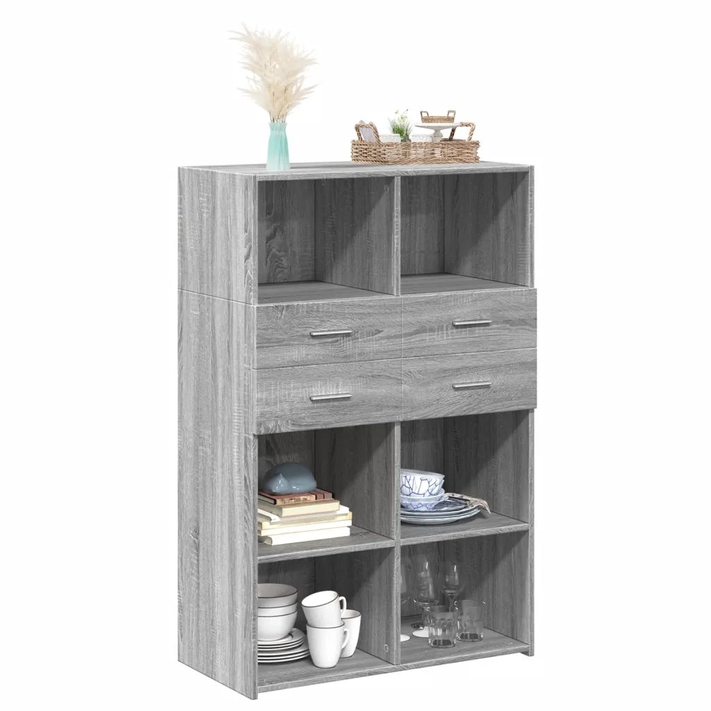 vidaXL Credenza Grigio Sonoma 80x42,5x124 cm in Legno Multistrato