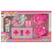 Trade Shop - Cuoca Miss Chef Fornello Pentole Piatto Con Posate Giocattolo Gioco Bambina -