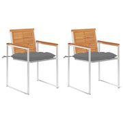 Sedie da Giardino 2 pz con Cuscini in Legno Acacia e Acciaio cod mxl 74514