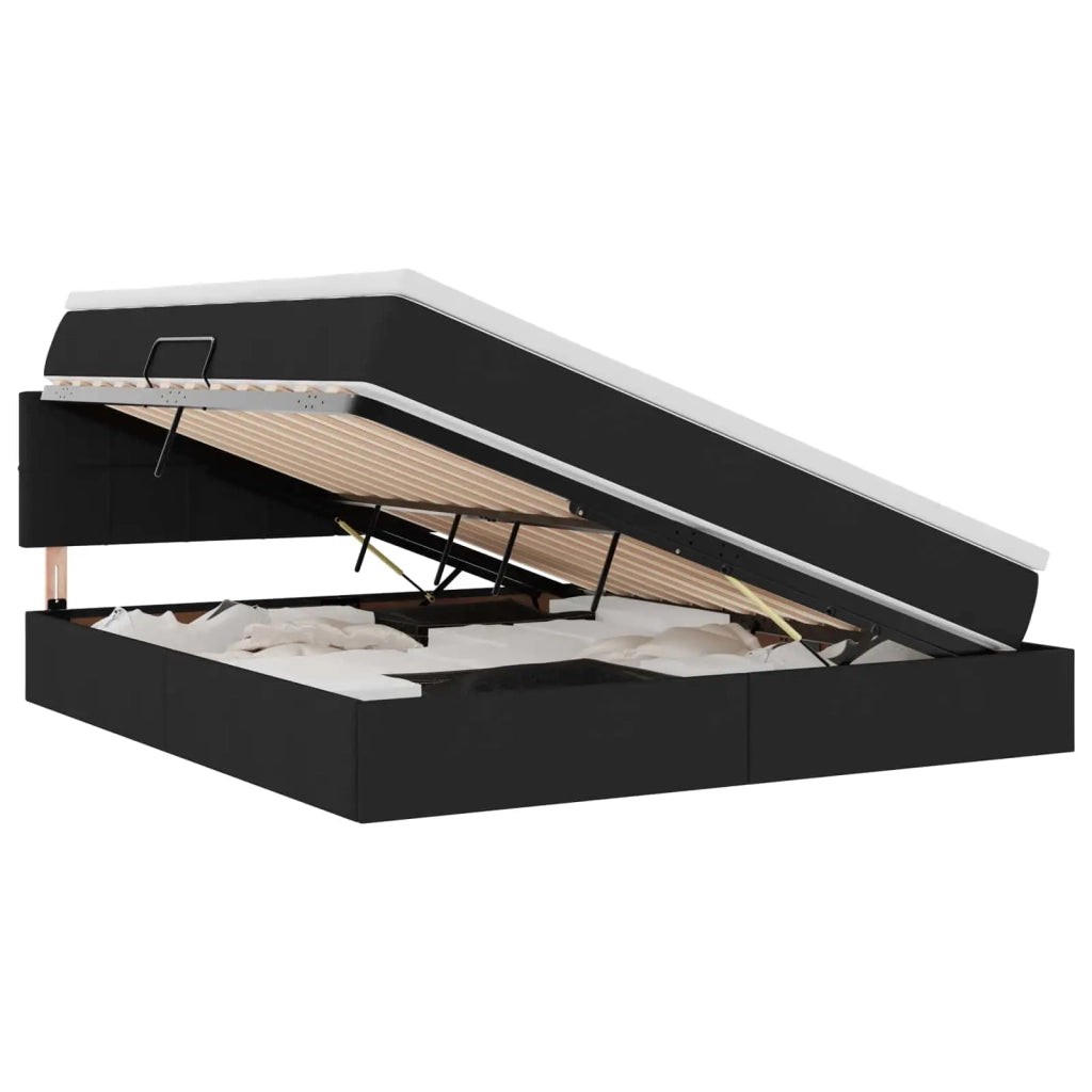 Letto con contenitore e materasso Nero 180 x 200 cm