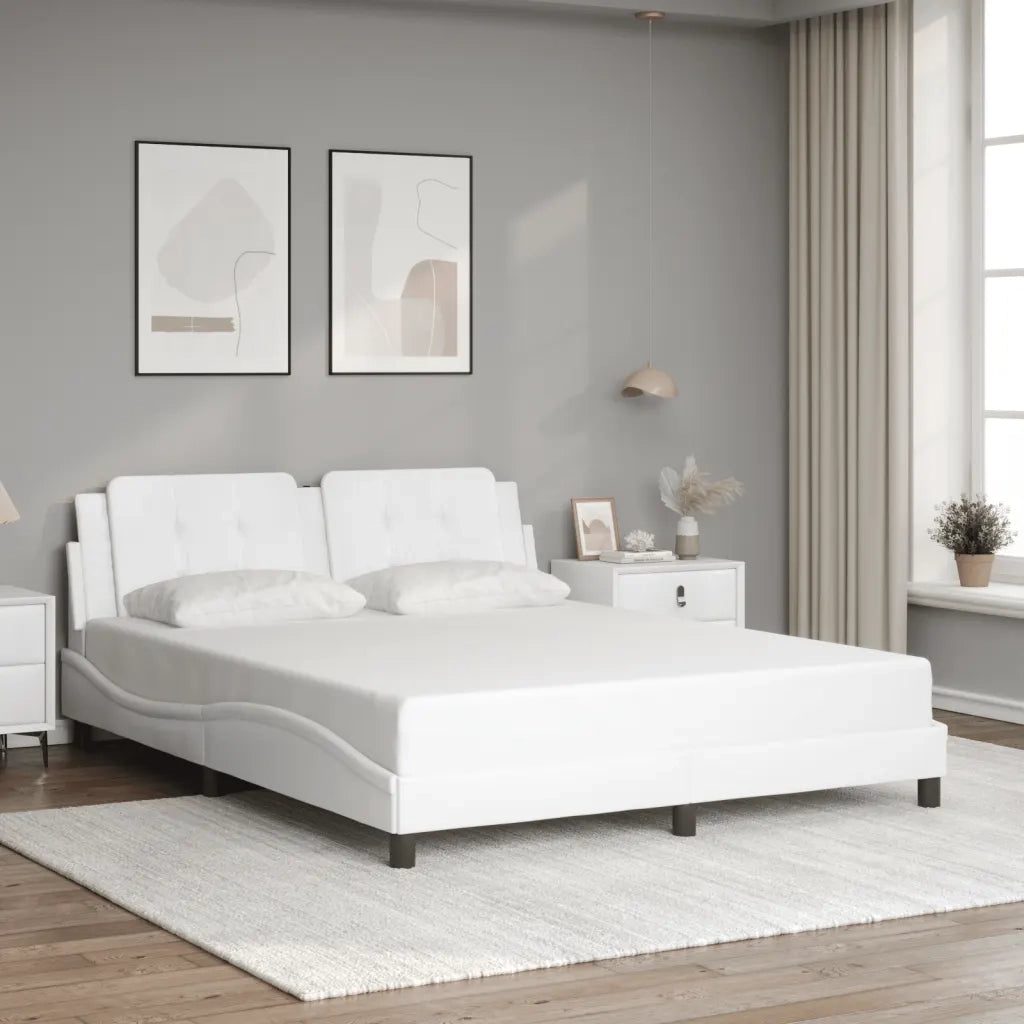 Giroletto con Luci LED Bianco 160x200 cm in Similpelle