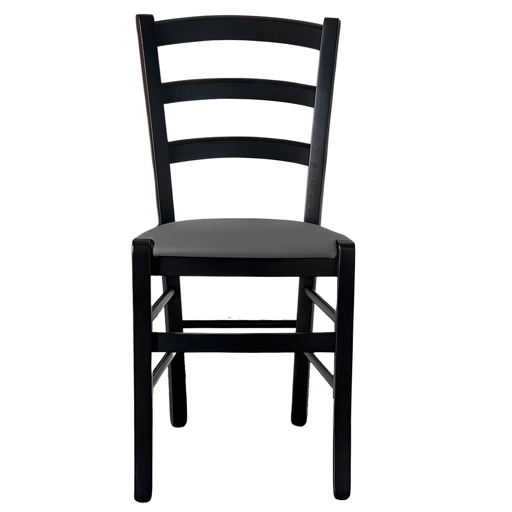 Sedie da sala da pranzo in legno Venezia nera con seduta in similpelle antracite