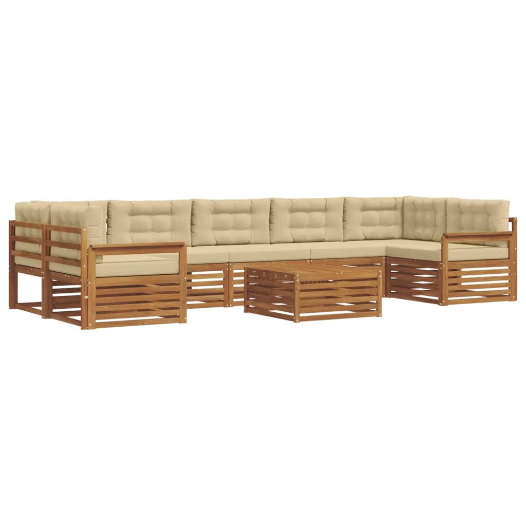Set di divani da esterno con cuscino 8 pcs Naturale e Beige 3373168