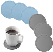 Set di 6 supporti per bicchieri, supporti in silicone isolanti, rotondi, supporti per bicchieri semplici, adatti per bicchieri di caffè, bottiglie di birra, bicchieri di vino, bottiglie per uso domestico e in bar (grigio e blu)