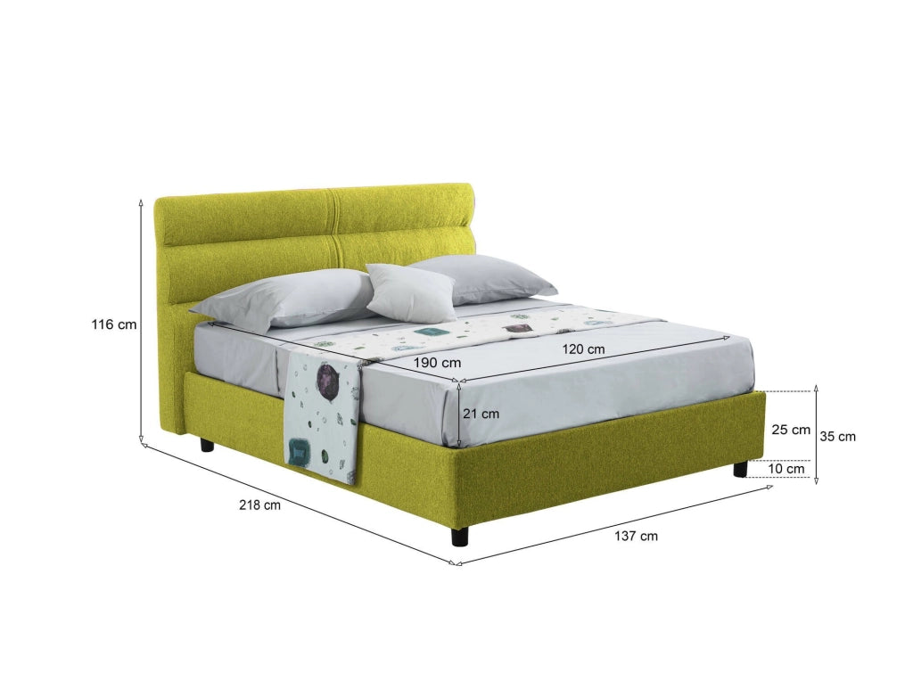 Briosco, Letto Piazza e Mezza Materasso Incluso Made in Italy, Verde