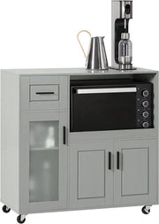 Carrello per cucina su ruote - contenitore magnetico - porta cavi - MDF - bianco - 89x89x40cm