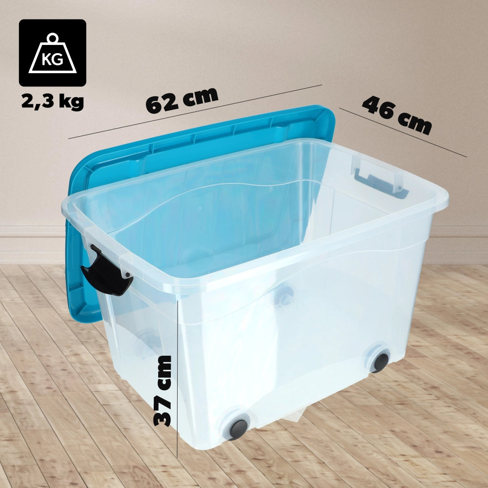 Contenitore per giocattoli KADAX, grande scatola con ruote, in plastica, grande 60 litri
