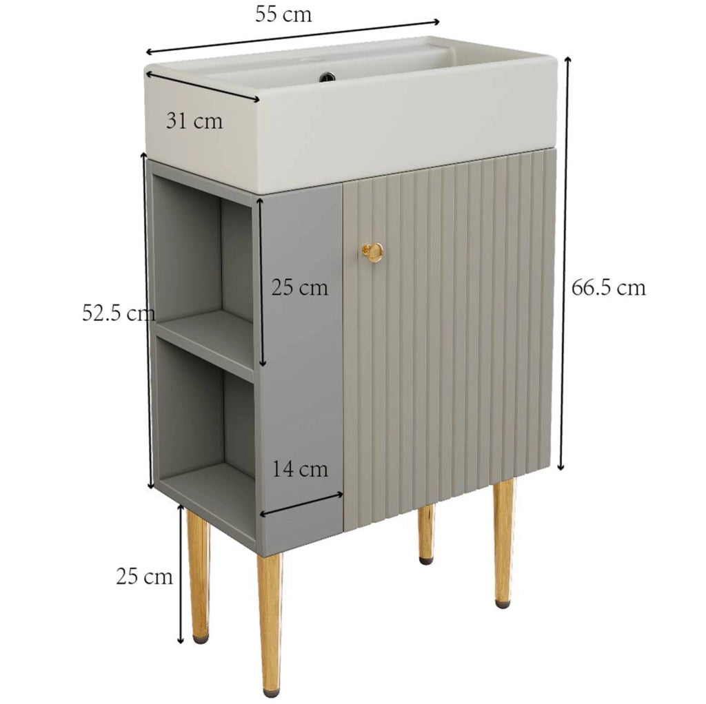 Mobile bagno con lavabo integrato grigio e bianco